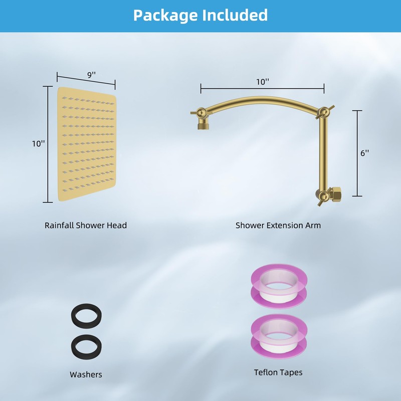 Hibbent All Metal Rain Shower Head, 10'' High Pressure Rainfall