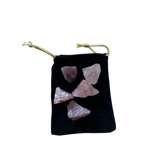 Pandiui23 Natural Strawberry Quartz Stone 20-30mm 5PCS, Raw Strawberry Quartz,