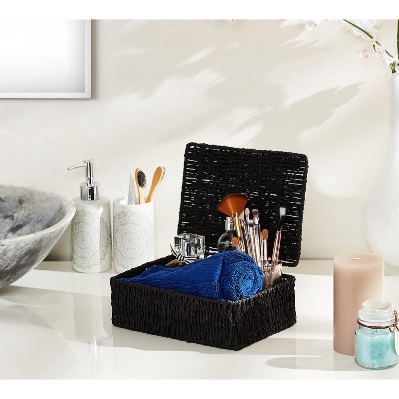 Woodluv Storage Boxes with lid, Storage Baskets Woven storage baskets