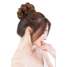 YOYO Scrunchie Wig, Chignon, Kimono, For Children, Wig, 100% Human Hair, Ornaments, Kids, Bulk Wig, Curly Wig, For Extra Volume, Light Brown)