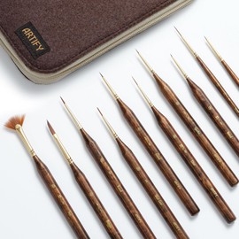 ARTIFY10 Piezas Pinceles Pintura Detalle Extremo para Miniaturas y Modelos Puntas Ultrafinas Hasta 20/0, Cerdas Elásticas que no se Abren, Mango Hexagonal y Estuche, para Acrílico Acuarela Óleo