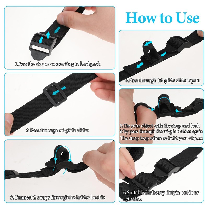 Hariendny 5 Sets Backpack Strap Clips Plastic Buckle Clips Webbing