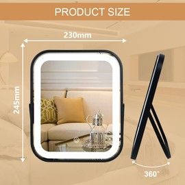 YEKKOPT YEKKOPT Lighted Vanity Mirror, Rechargeable Travel Makeup Mirror with Lights, 10'x8' Desk Mirror with Lights,Make up Mirror with Lighting for Makeup Desk  Dressing Room