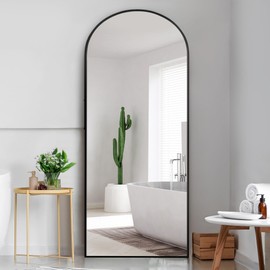 Dolonm 65x22 Inch Arch Full Length Mirror, Modern Design Standing Floor Mirror, Full Body Mirror for Living Room, Bedroom, Bathroom, Cloakroom, Hallway, Black(Aluminum Alloy Frame)