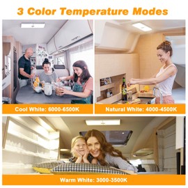 BlueFire 1800 LM Dimmable RV LED Interior Lights,DC12-30V Fixture with 3 Color Temperature, 3500-6500K Upgraded Brightness RV Ceiling LED Lights for RV/Campers/Motorhomes/Trailer/Boat (2-Pack)
