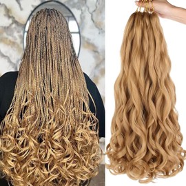Viovian 27# French Curl Braiding Hair 26 Inch 6 Packs Honey Blonde French Curls Braiding Hair Bouncy Loose Wavy Braiding Hair Synthetic Spanish Curly Braiding Hair (85g/pack)