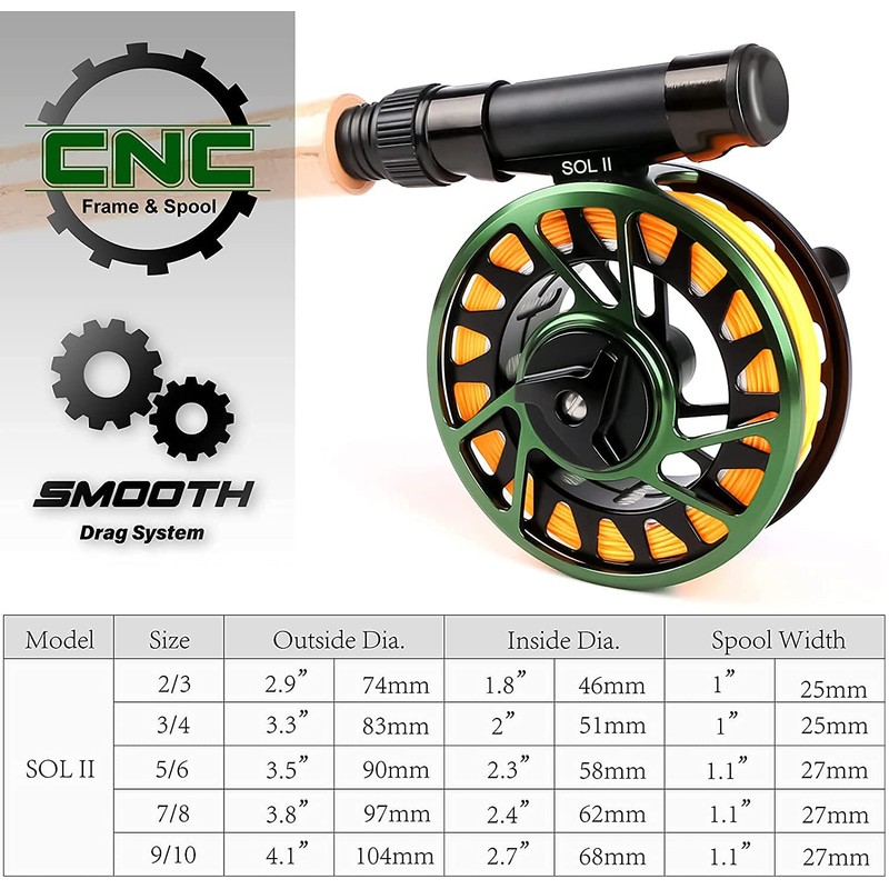 CNC-machined Aluminum Alloy Body Fly Fishing Reel SOL II WT