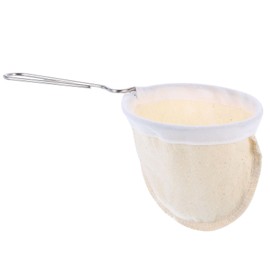 QUARKZMAN Flannel Fabric Coffee Filter, Reusable Handmade Coffee Sock Filter with Stainless Steel Handle, Cafe Accessories for Home, Office, Coffee House, Beige