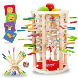 Nene Toys BALLFALL Jumbo – Montessori Wooden Board Game for Kids 3 4 5 6 Years – Colorful Sticks, Dice & Cards – Fine Motor Skills Toy, Math & Counting Game – Educational Gift for Boys Girls Ages 3-9