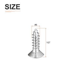 DTGN 20Pcs #6x1/2 Flat Head Wood Screws, 304 Stainless Steel Phillips Self Tapping Screws - Good for Woodworking, Furniture - Silver