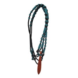 CHALLENGER Horse Western Black Leather Basket Weave Popper Rommel Romel Romal Reins 6689TR