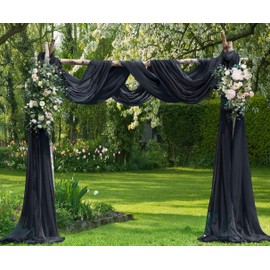 WARM HOME DESIGNS 2 Backdrop Curtain Bundle. 55 x 144 Inch Black Fabric Scarf Curtain Backdrop for Gothic Wedding Decor. ADS Black 144"