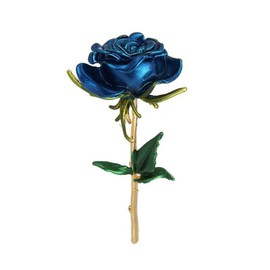 Classic Enamel Rose Flower Brooches For Women Alloy Rose Flower Weddings Office Casual Brooch Pins Fashion Luxury Flower Pin Gifts (blue)
