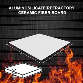Ceramic Fiber Insulation Board - 0.47" Thick x 12" x 12" - 2300F Rated - Fireproof Insulation Board for Wood Stoves, Pizza Ovens, Forges, Kilns, Furnaces, Fireplaces, Boilers - Pack of 1