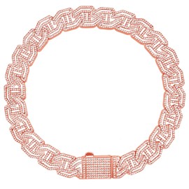 Glitter Diamond Dog Collar Rose Gold Walking Metal Dog Chain Collar with Design Secure Buckle Pet Jewelry Accessories for Small Medium Large Dogs Cats