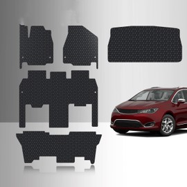 TOUGHPRO Floor Mats Accessories Set Floor Mats + 3rd Row + Cargo Compatible with Chrysler Pacifica Hybrid Limited Trim All Weather Heavy Duty Black Rubber 2021 2022 2023