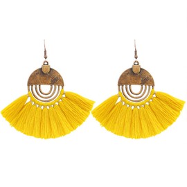 Flairs New York Tassel Drop Dangle Earrings Set (Daisy Yellow Tassel, Pack of 1 Pair)