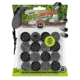 GorillaOutdoor 1 inch Round Black Marine Grade Berber Furniture Feet Floor Protectors/Weatherproof Glides for Furniture (Set of 16) Tap On Furniture Pads for Outdoor & Indoor Use