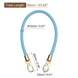 QUARKZMAN Handbag Strap Leather 60 cm/23.6 Inch PU Braided Purse Replacement Handle for Women's Handbag Clutch Bag (Blue)