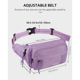Waterfly - Riñonera grande para hombre y mujer, bolsa cruzada de pecho con múltiples bolsillos para viajes, senderismo, camping y ciclismo, Purple, 9.06 x 5.11 x 3.54 inches