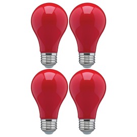 KOR (Pack of 4) 25 Watt Ceramic Red A19 Incandescent Light Bulb - 130V - Standard E26 Base (Medium) - 25AR - 25A19/R - 25W