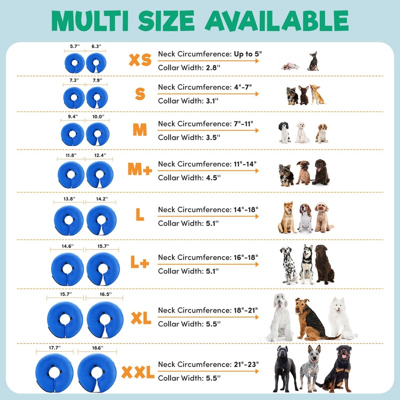 BENCMATE Inflatable Dog Cone Collar Alternative, Soft Dog Cone for