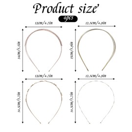 4Pcs Gold Bridal Headband, Rhinestone Headbands Multi Layers Gold Headpiece Elegant Wavy Headbands Double Metal Star Headband Gold Hair Accessories for Women Girls
