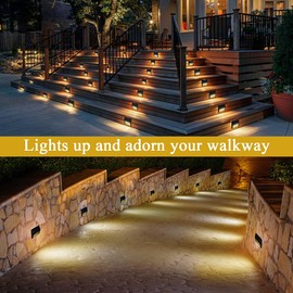 DHELINK 8 Packs Outdoor Solar Deck Lights, LED Step Lights Waterproof Warm White Auto On/Off for Stairs, Fence, Yard, Patio, Garden, Walkway