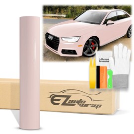 20"x60" (1.66FTx5FT) Premium Super Gloss Pale Pink High Glossy Sticker DIY Decal Car Auto Vehicle Motorcycle Vinyl Wrap Air Release Self Adhesive Peel and Stick Bubble Free Tool Kit