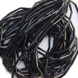 Black Bugle Beads Size 5 Czech Glass Beads #5 Preciosa Made in Czech Republic
