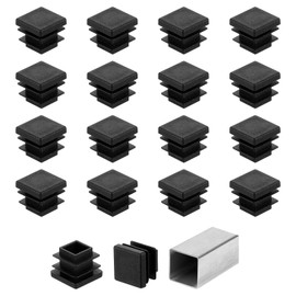 sourcing map 5/8" (16mm) Square Tubing End Caps, 50 Pcs Plastic Hole Plugs Insert End Cap for Metal Tubing Post Chair Leg Table Bookshelves Furniture, Black
