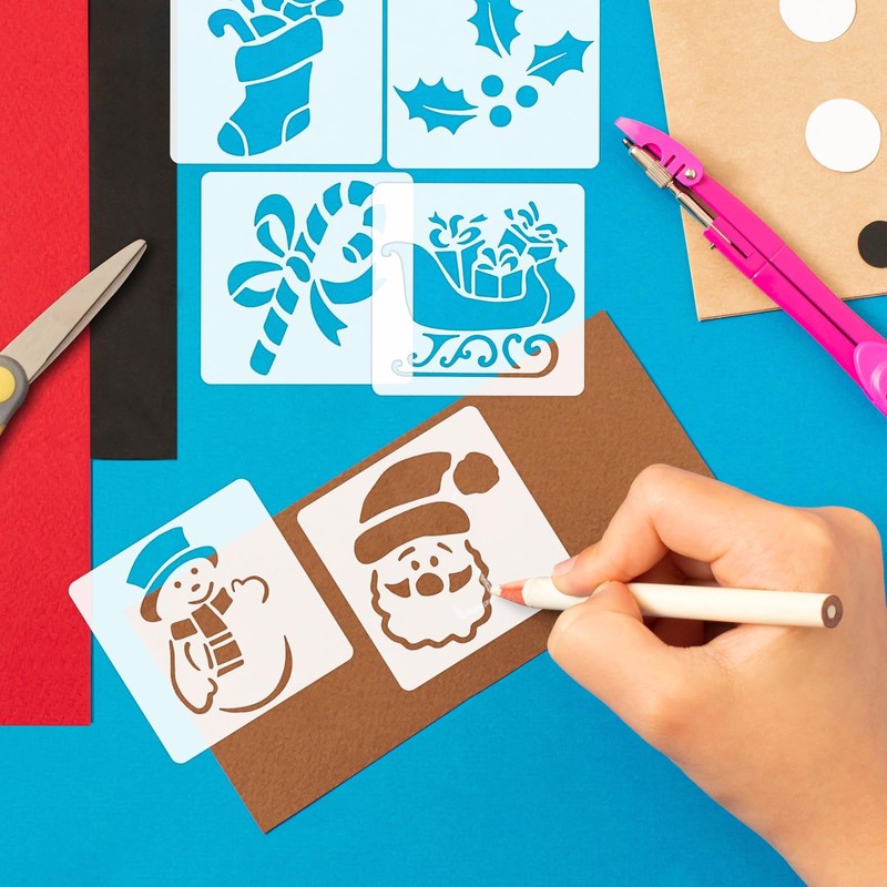 24PCS Christmas Stencils 3 x 3 Inch Reusable DIY Craft