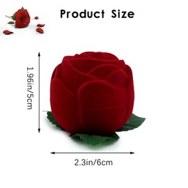 AdiStylinno Velvet Ring Box, Romantic Red Rose Jewelry Ring Box, Vintage Earring Holder Case Engagement Wedding Box for Women (Red)