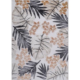 LuuL Home Floral Indoor Outdoor Rugs 9x12 Large Area Rug for Living Room, Patio Decor, Kitchen, and Entryway Rug, Washable Stain Resistant Outside Carpet Yellow 9 x 12