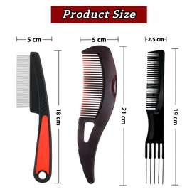 3pcs Dandruff Comb, Stainless Steels Scalp Detox Comb for Various Hair Types, Fine Tooth Hairbrush, for Removing Flakes and Oil, Fork Tail
