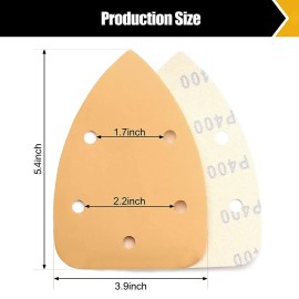 24h-USA Warehouse Shipping 48Pcs 5 Inch Gold Mouse Sander Sandpaper 5 Hole Hook and Loop for Detail Sander Abrasive Toolsmaterial: Aluminum Oxide, grit: 60 80 120 220 320 400 each of 8pcs