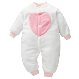 Barrageon Baby Romper 0-2T Toddler Playsuit Infant Jumpsuit Newborn Jumpsuit Kids Sleepwear Boy Girl Unisex, White-Love