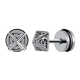 Yumilok Creative Mini Pyramid Stainless Steel Earrings Studs for Men Women Creative Cartilage Piercing Earrings with Screws Ear Buckles Creative Ear Accessories Novelty Jewellery for Youth