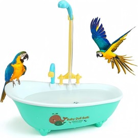 Wzenclave Automatic Bird Bathtub, Parrot Automatic Bathtub with Shower, Multifunctional Cute Automatic Bird Bathtub, Parrot pet Bathtub (Blue)