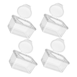 SHOWERORO 4PCS Travel Wipes Container Portable Reusable Wipes Dispenser with Dustproof Lid Sturdy PP Material for Home Travel and Daily Use Keeps Wet Clean and Fresh