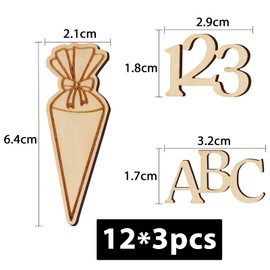 36 Stück Einschulung Konfetti Holz Schultüte ABC 123 Streudeko Schuleinführung Tischdekoration für Schulkind Schulanfang Junge und Mädchen Einschulungsfeier usw.