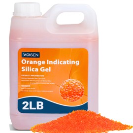 VOISEN 2 LBS Orange Indicating Silica Gel Desiccant Beads,Reusable Desiccant Industry Standard 3-5 mm,Desiccant for 3D Printer,Electronic,Clothes,Painting,Jewelry