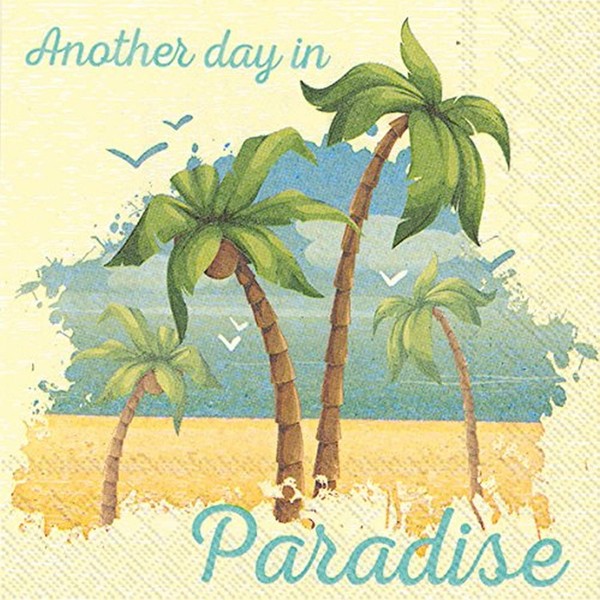 Celebrate the Home Tropical 3-Ply Paper Cocktail Napkins, Another Day in Paradise, 20 Count