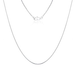 QISHENG 1mm Box Chain Necklace for Women, Stainless Steel Silver Chain Necklace for Women As a Gift for Your Lover, Family, Elder, Friends and Colleagues Length of 16 inch