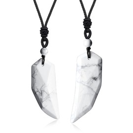 coai Partner Necklace Pointed Pendant Made of Gemstone., Non-metal, Howlite