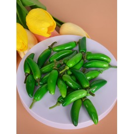 Bleiou 60pcs Simulation Artificial Lifelike Small Chili Fake Vegetable Red Pepper for Home Kitchen Decoration (Red)