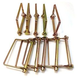 10 Pieces 1/4 Inch Wire Lock Pin, Trailer Coupler Pin,Hitch pin ,Heavy Duty Safety Coupler Pin Shaft Locking Pin for Farm Trailers Wagons Lawn Garden(Square, Gold)