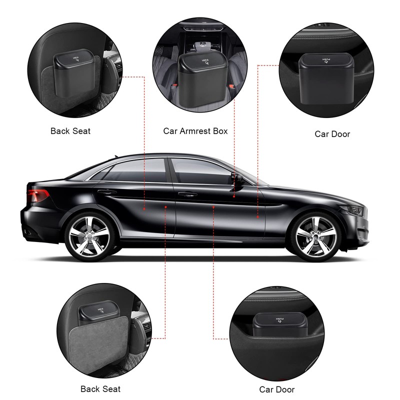 EnthuLove 2 Packs Mini Car Trash Can Bin with Lid