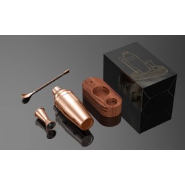 Cocktail Shaker Set,24 oz Martini Shaker,Food Grade Stainless Steel Martini Mixer Built-in Strainer,Drink Shaker by LUCKYGOOBO,Bartender Kit Gifts. (Rose Gold)