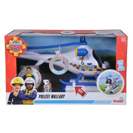 Simba 109252537 Fireman Sam Police Wallaby, with Sound, Blue Light, Searchlight, Winch, with Figure Rose and Dalmatian Radar, Sniffing, Accessories, from 3 Years